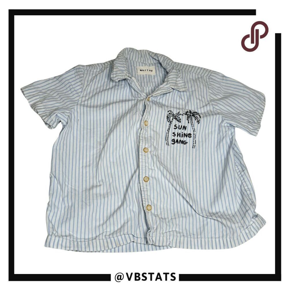 Morley Boys Udo Prince Embroidered Cotton Button‎ Up Shirt Blue White Size 3